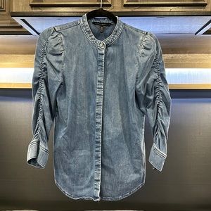 Whbm light denim blouse XS worn twice!